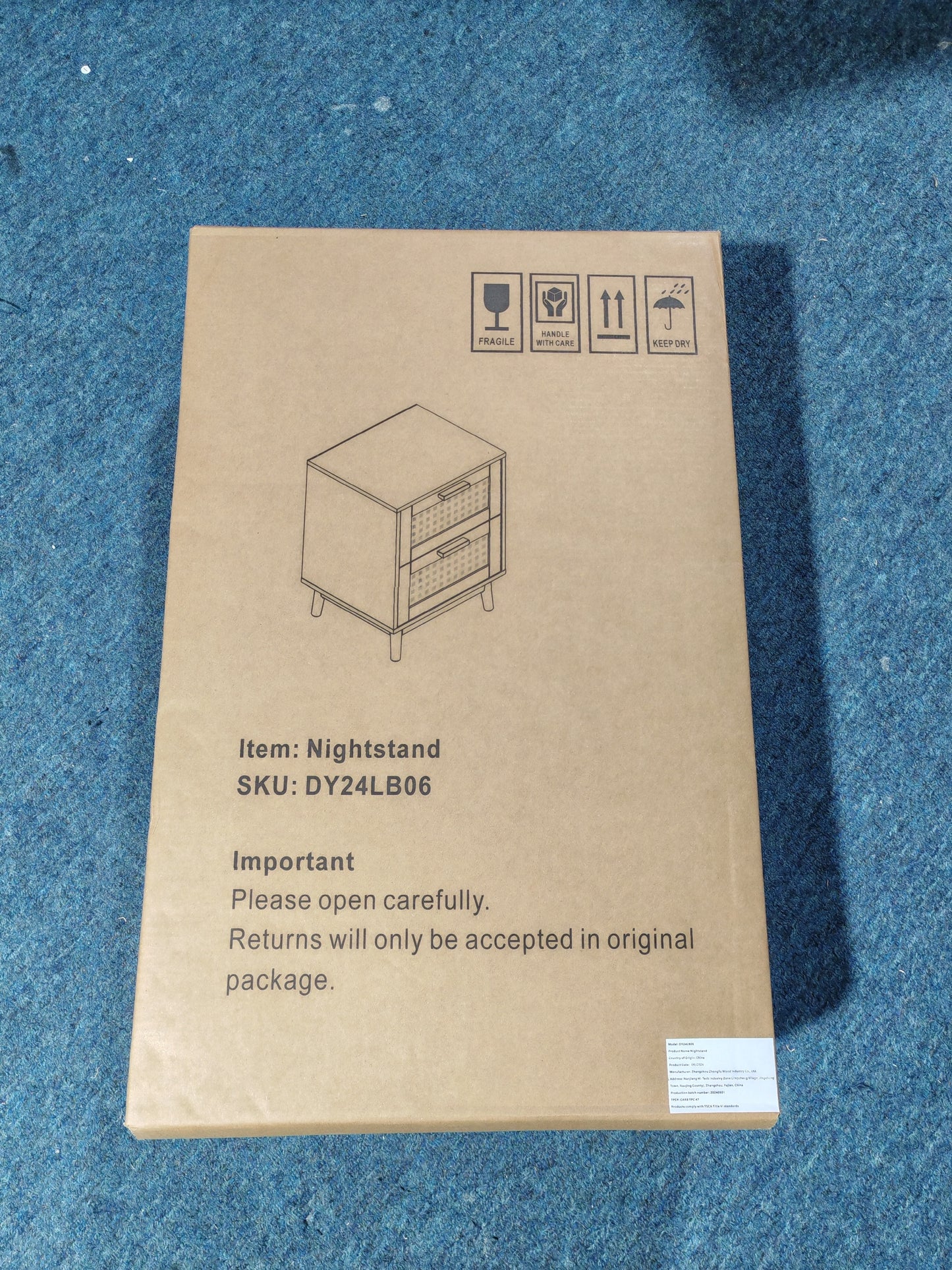 Rattan Nightstand, Wood End Table, Side Table with 2 Faux Rattan-Decorated Drawers, Bedside Table,Wood Accent Table with Storage for Livingroom, Bedroom,Burly wood