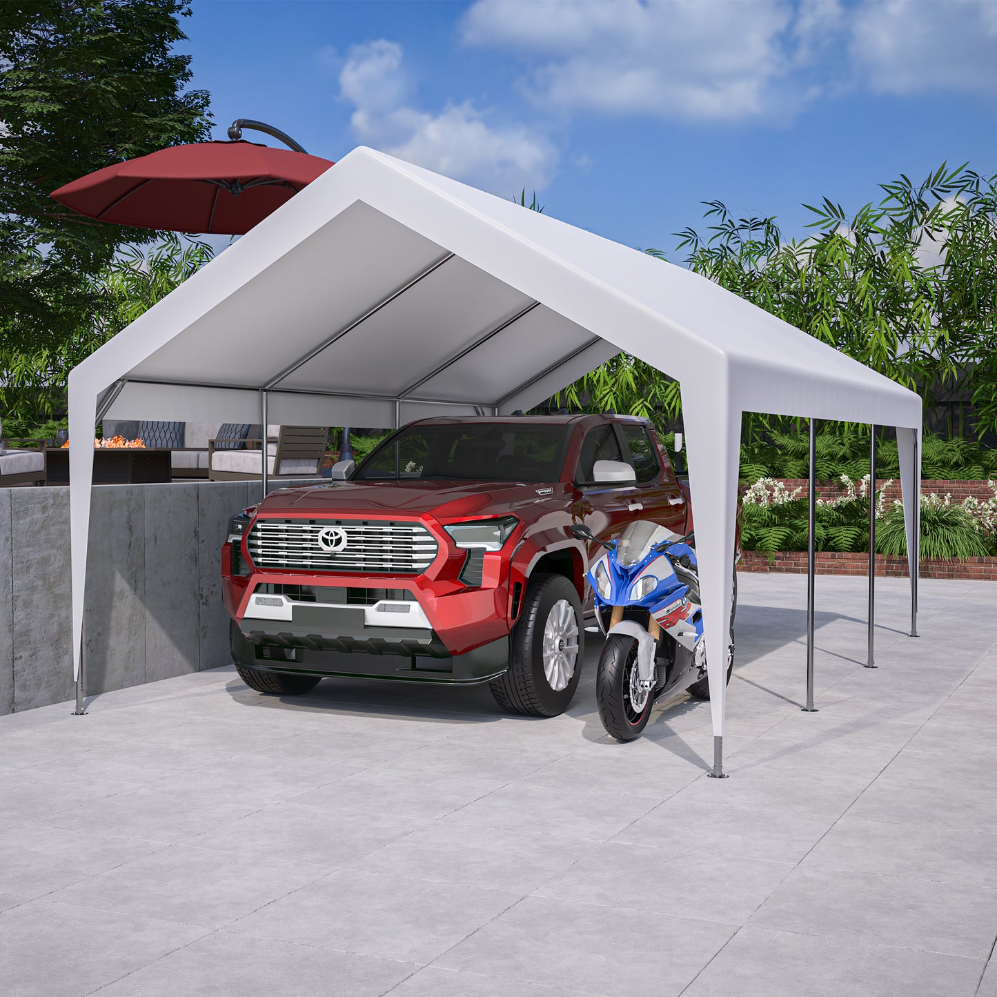 13x20 Heavy Duty Steel Carport Storage Canopy Garage Tent w/ Removable Sidewalls