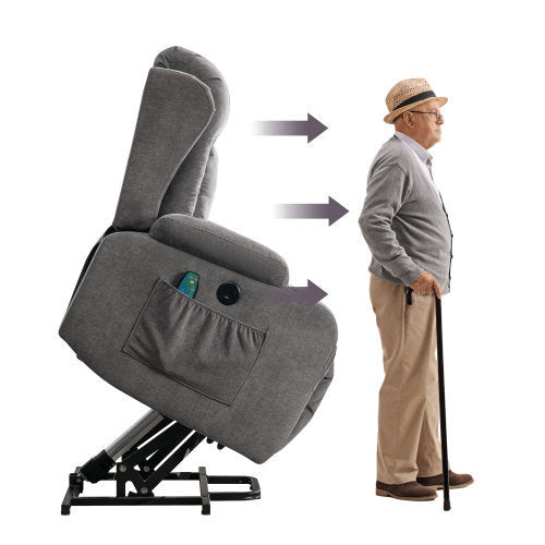 Power Lift Recliner Chair Recliners for Elderly with Heat and Massage Recliner Chair for Living Room with Infinite Position and Side Pocket,USB Charge Port(GREY)