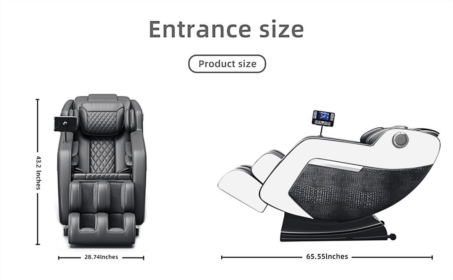 Open Massage Chair,Full Body Zero Gravity Recliner with Bluetooth, Hip Heating, Foot Massage and Air Massage System for Home Office, for mom/dad (Black and white)