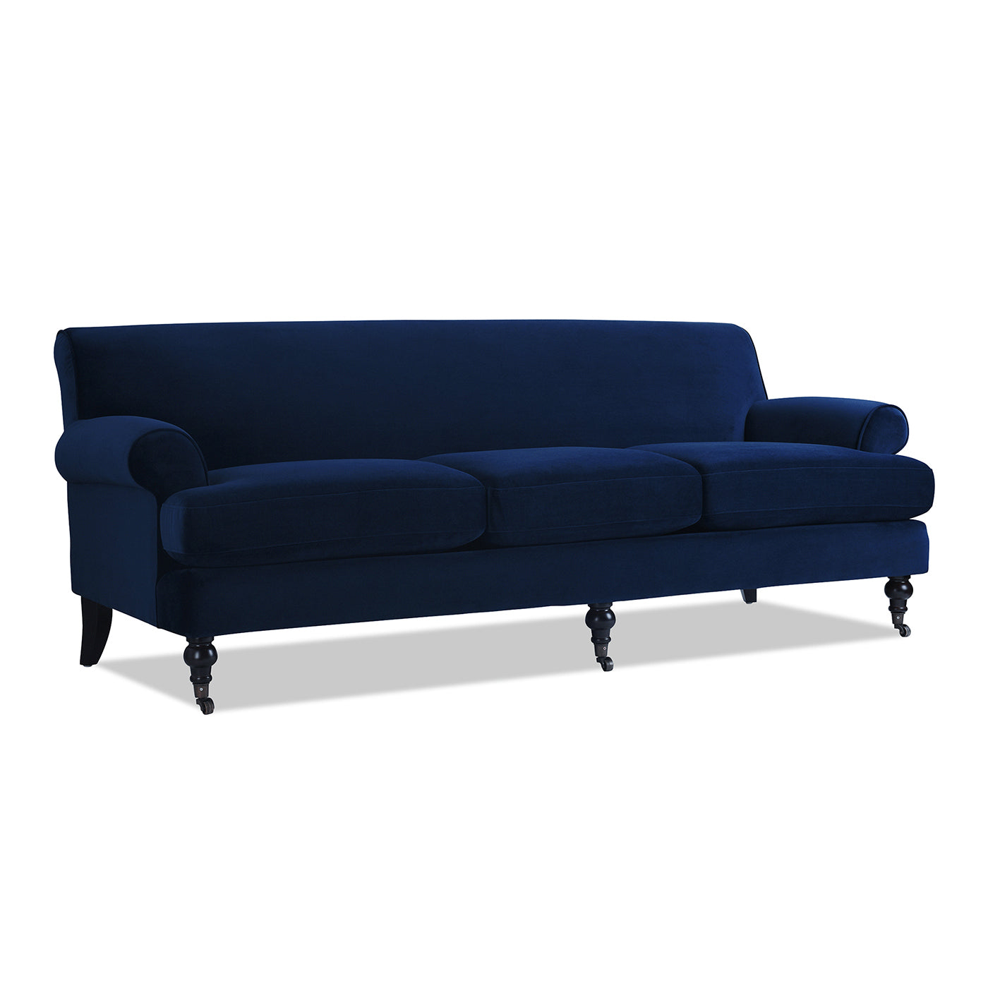 Alana Lawson Three-Cushion Tightback Sofa, Navy Blue Velvet