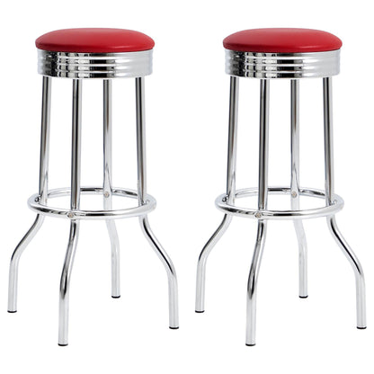 Red and Chrome Bar Height Stool (Set of 2)