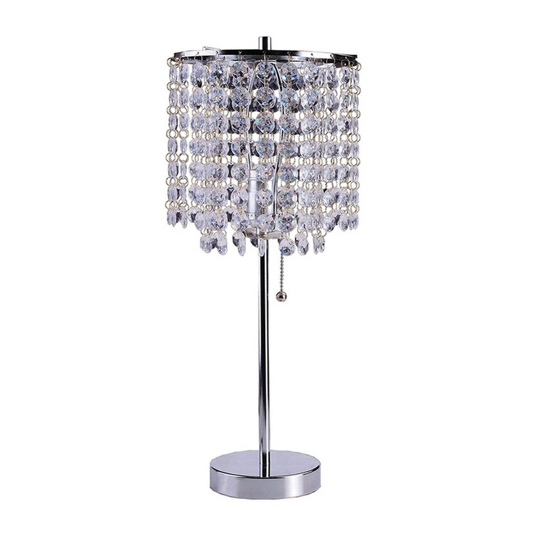 20.25" Tall Metal Table Lamp with Silver finish, Crystal Inspired Shade