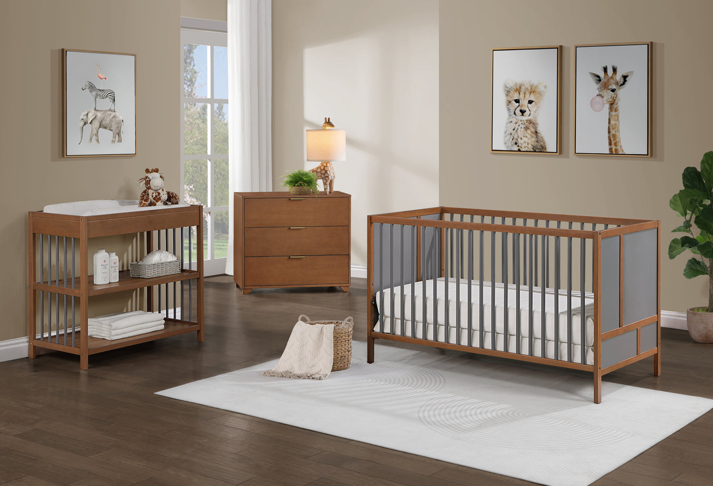 Pixie Finn 3-in-1 Crib in Walnut/Charcoal