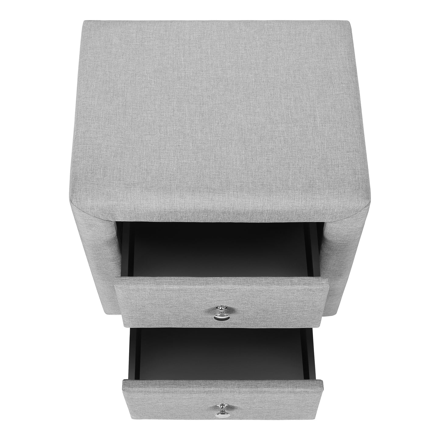 Nightstand, Nightstand, End, Side, Lamp, Storage Drawer, Bedroom, Upholstered, Grey Linen Look, Transitional