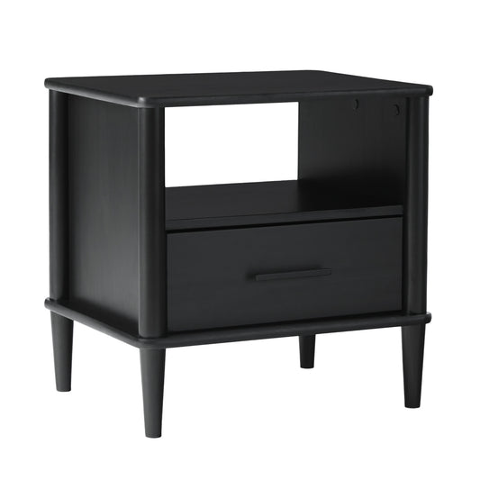 Transitional Solid Wood Spindle Nightstand – Black