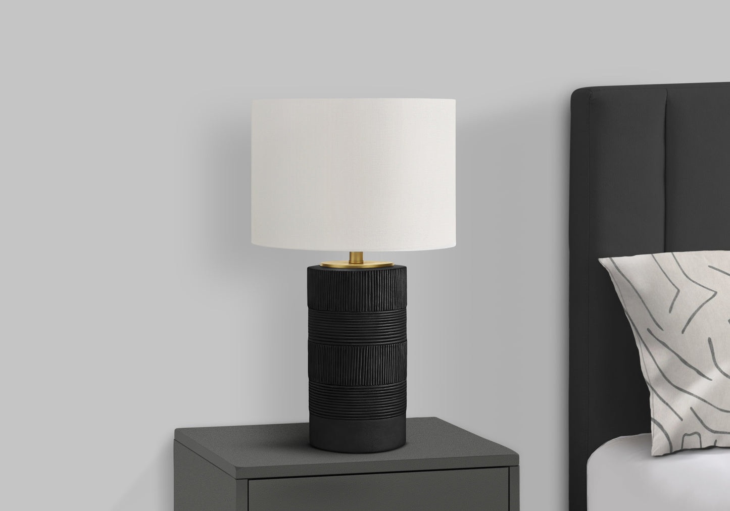 Lighting, 24"h, Table Lamp, Black Resin, Ivory / Cream Shade, Contemporary