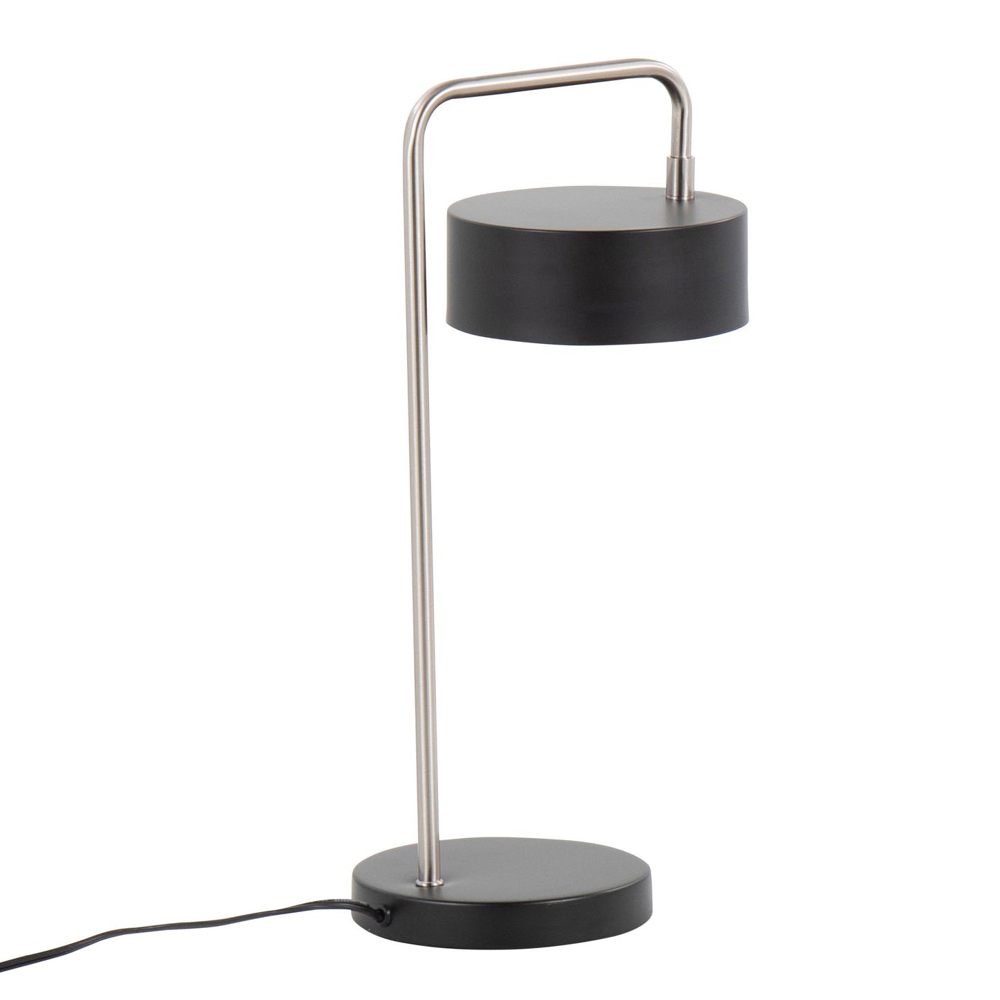 Puck Contemporary Table Lamp in Nickel and Black Metal by LumiSource