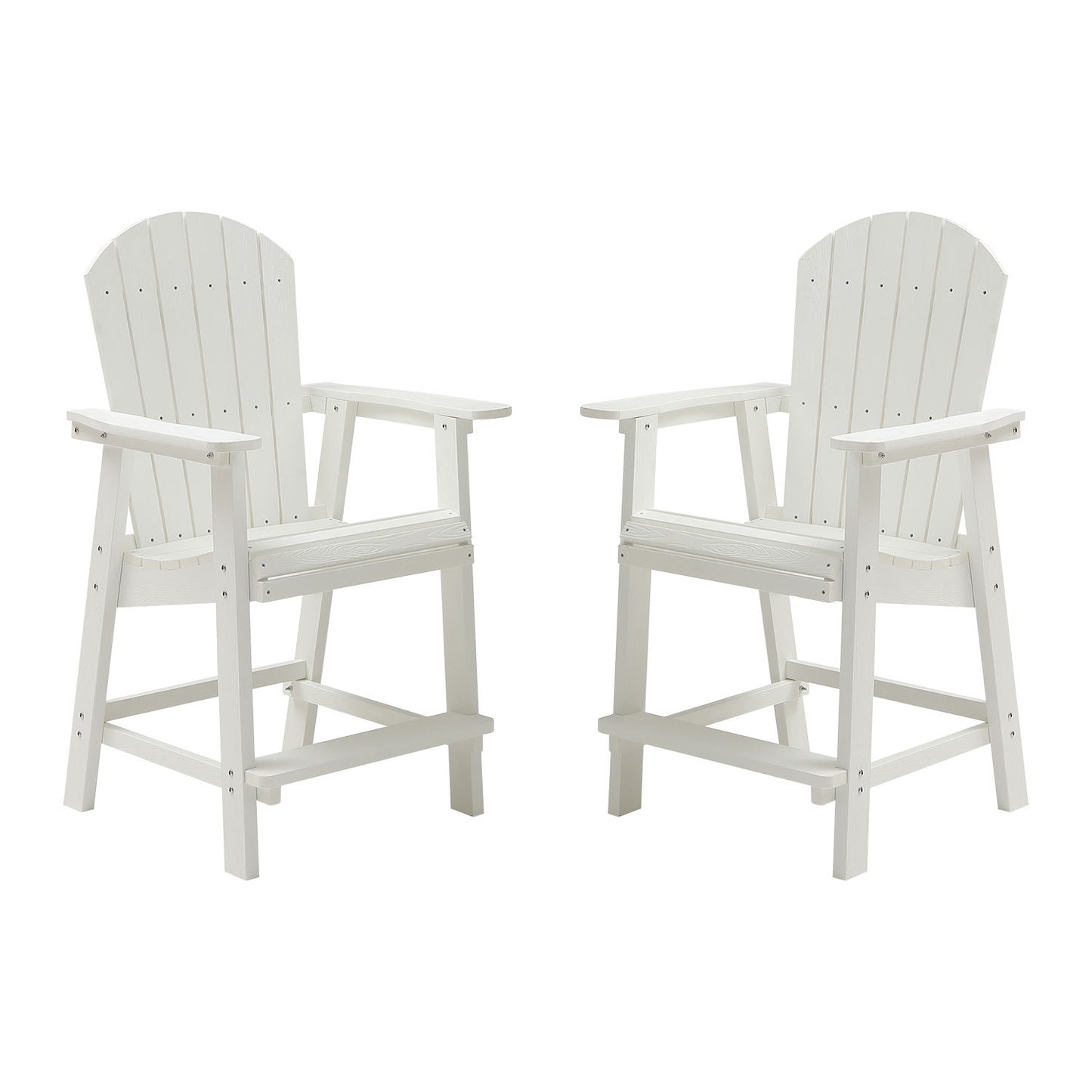HIPS Bar Chair with Armrest,Patio Bar Chair Set of 2, White