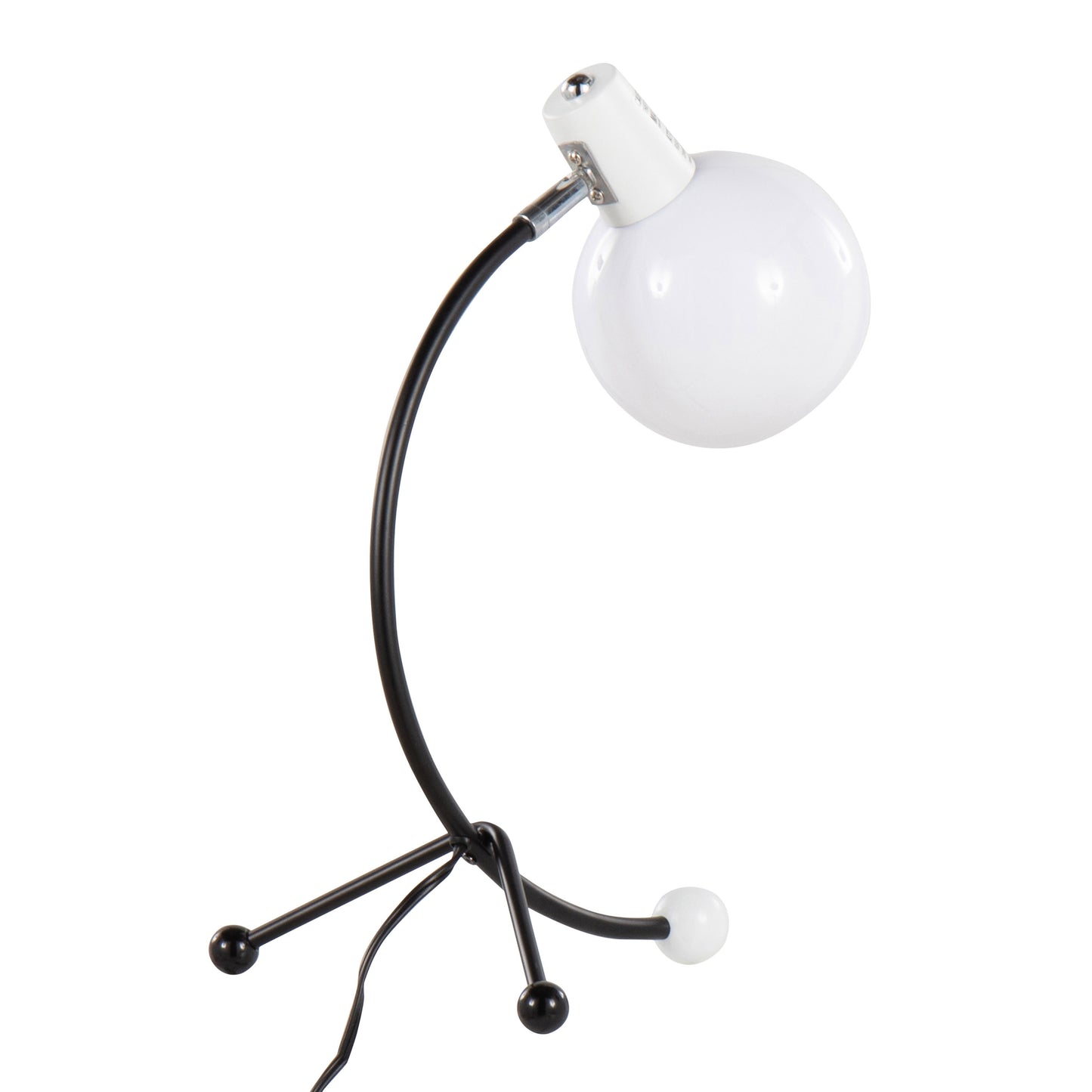 Eileen Contemporary Task Lamp in Black Metal and White Plastic Shade by LumiSource