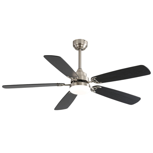 Modern 52 Inch Led Ceiling Fan With 110V 6 Speed Wind 5 Blades Remote Control Reversible DC Motor With Light