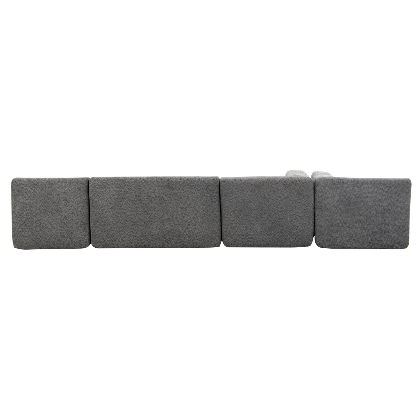 143.7" Upholstered Sofa Free-combined Sofa Couch with Two Chaise Lounge and Five Back Pillows for Living Room, Light Gray