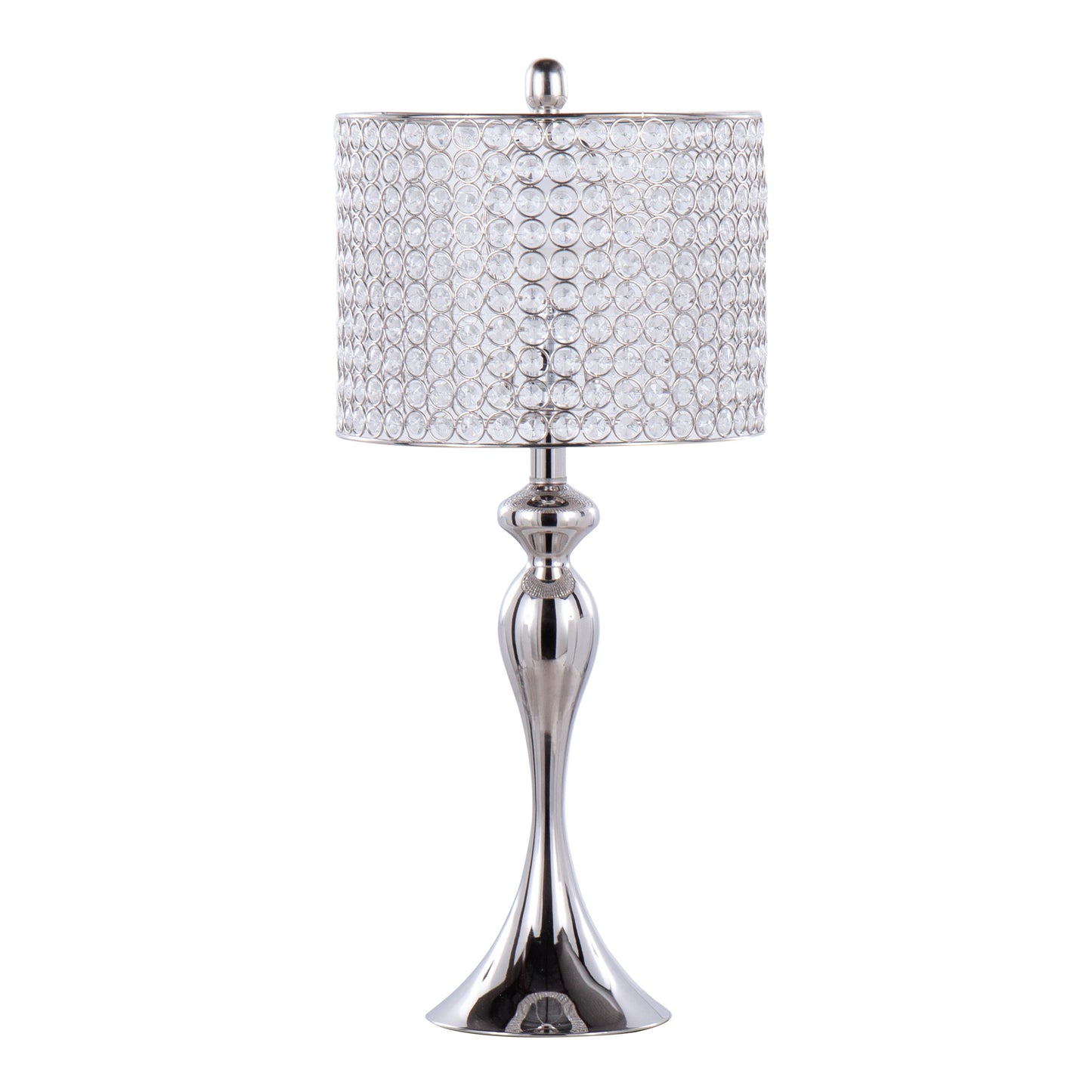 Ashland 27" Contemporary Metal Table Lamp in Polished Nickel with Round Clear K9 Crystal Beads and Polished Nickel Shade from Grandview Gallery by LumiSource - Set of 2