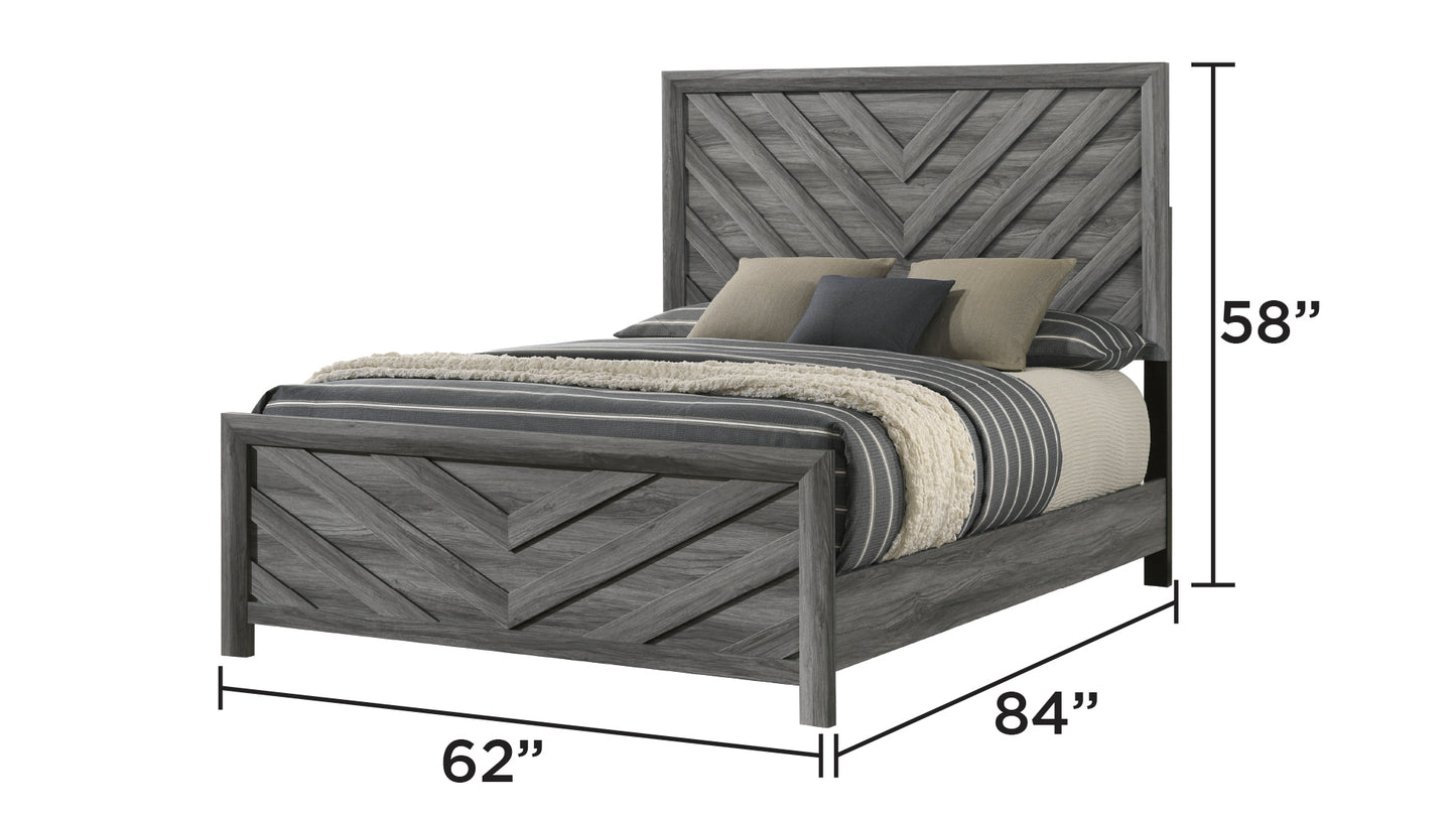 Denver Modern Style Queen Bed Made with Wood in Gray