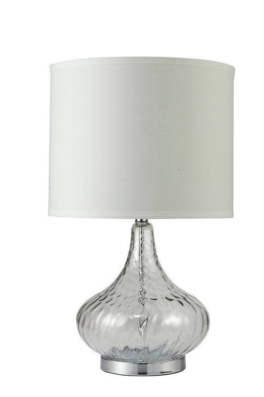 24.5' Tall Glass Table Lamp' Leann', Clear Glass and Chrome Silver