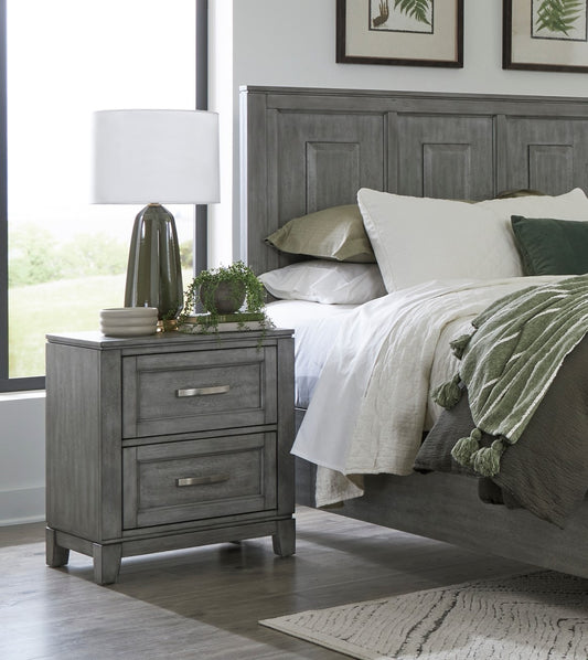 Gray Finish Nightstand with 2x Storage Drawers Wooden Bedroom Furniture 1pc