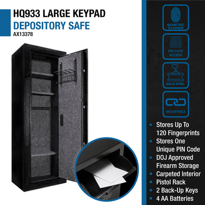 9.33 CUBIC FT BIOMETRIC KEYPAD RIFLE SAFE