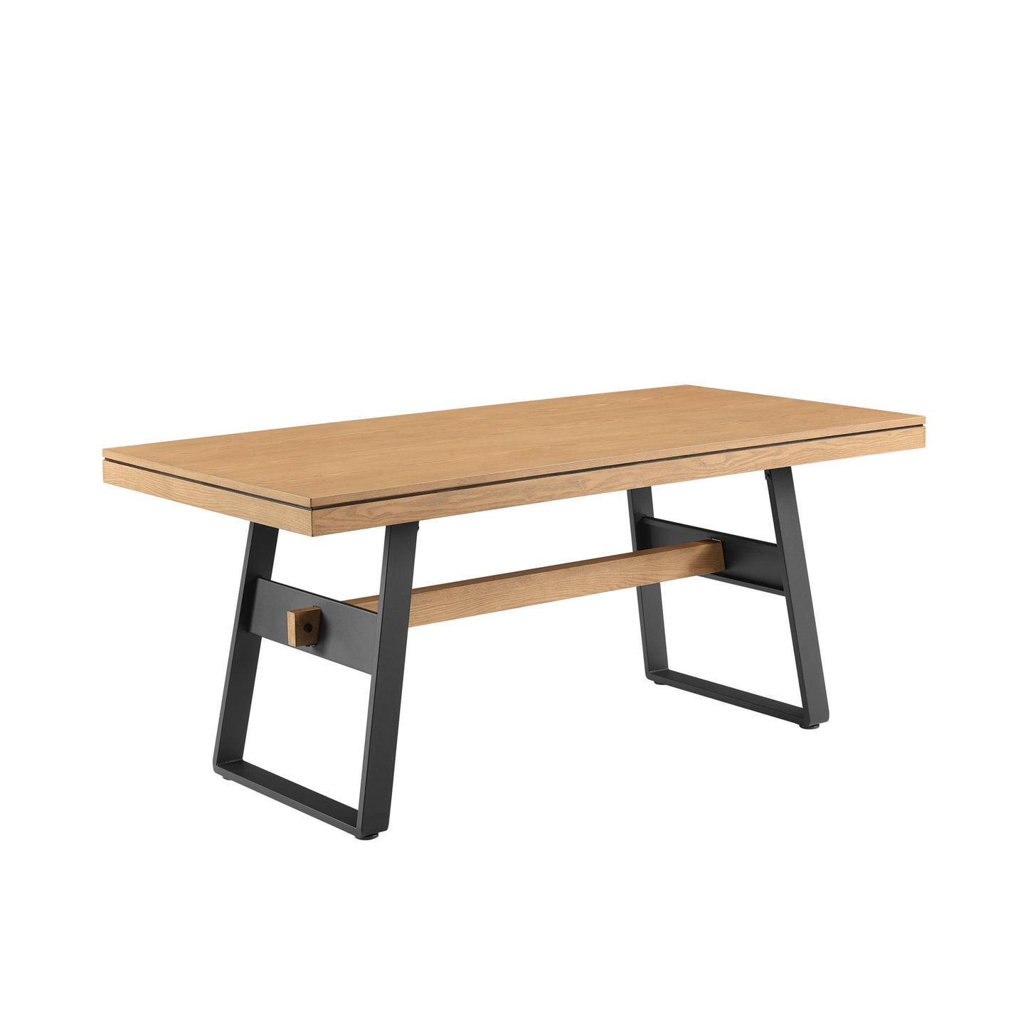 Modern Industrial Metal and Wood Large Dining Table – Light Oak