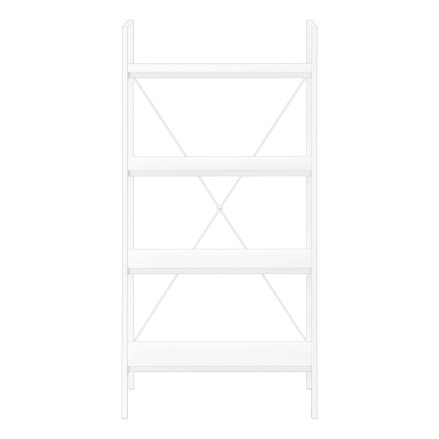 Bookshelf, Bookcase, 4 Tier, 48"h, Office, Bedroom, White Laminate, White Metal, Contemporary, Modern
