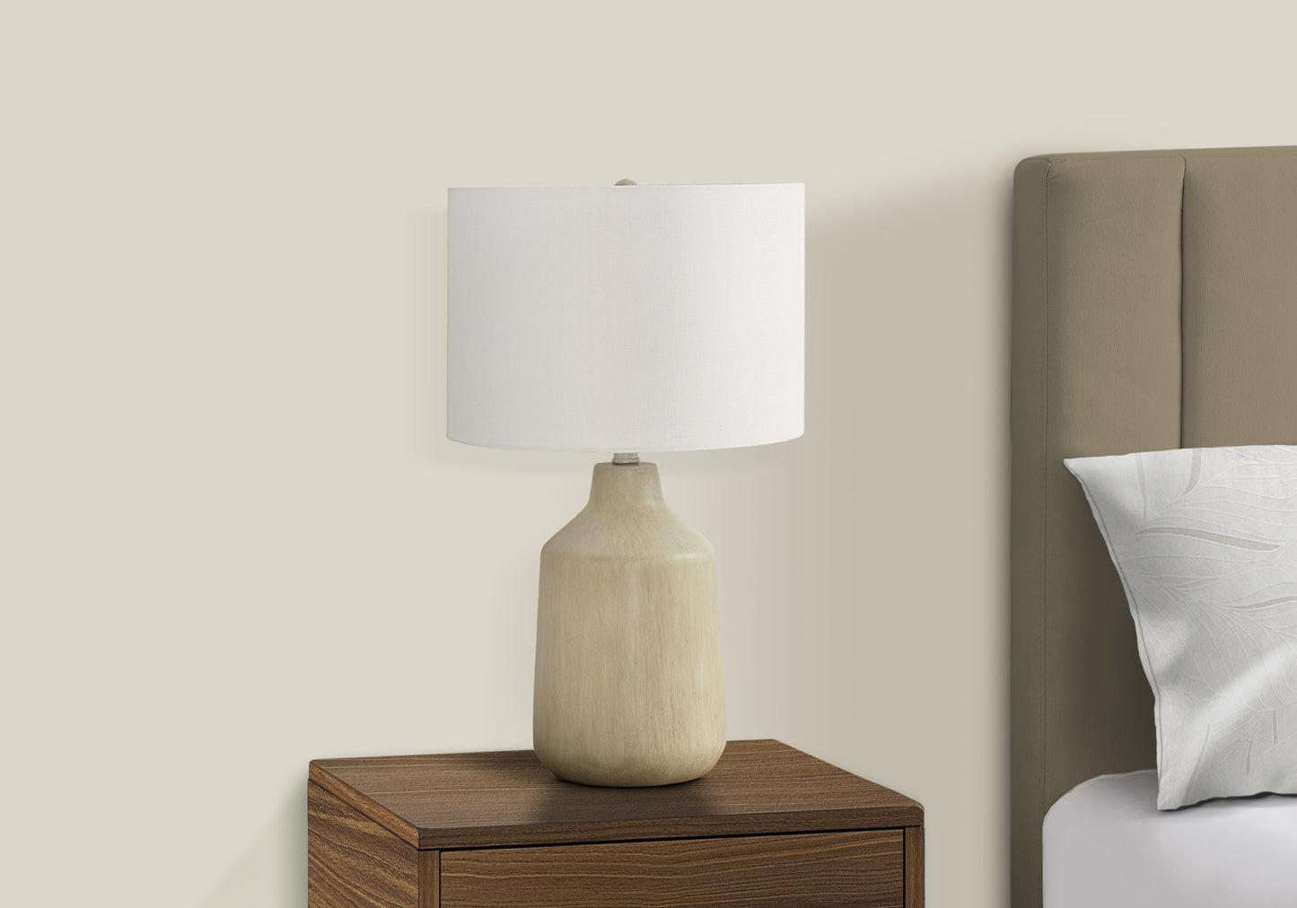 Lighting, 24"h, Table Lamp, Beige Concrete, Ivory / Cream Shade, Contemporary