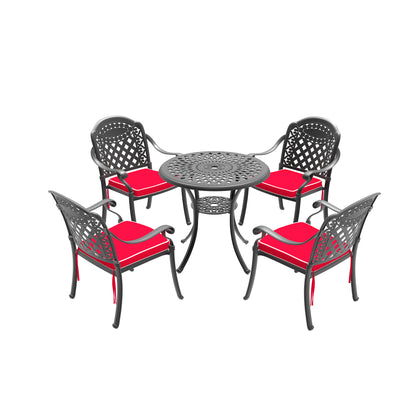 (Cushions In  Random Colors)5-Piece Set Of Cast Aluminum Patio Furniture With  Cushions