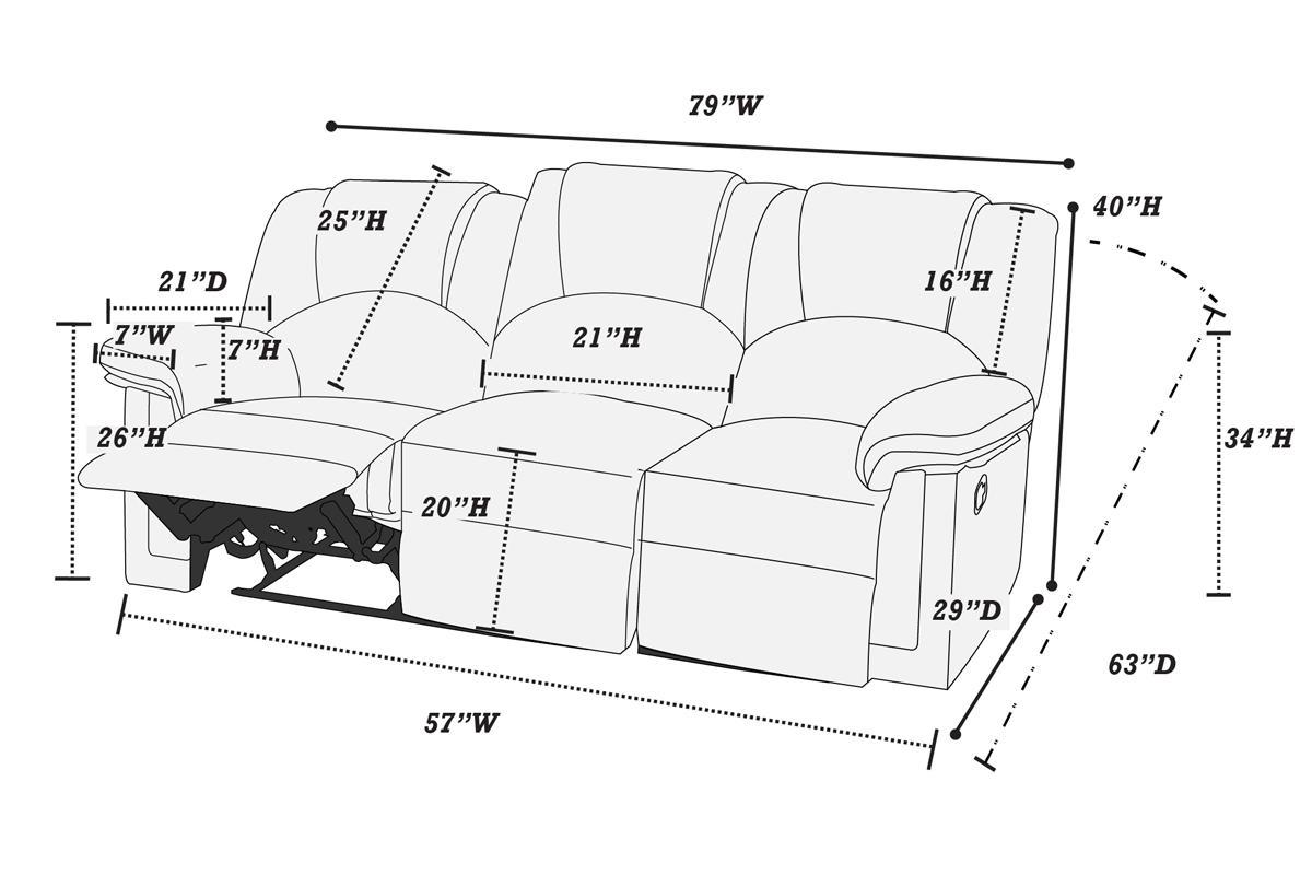 Motion Sofa 1pc Couch Living Room Furniture Brown Bonded Leather