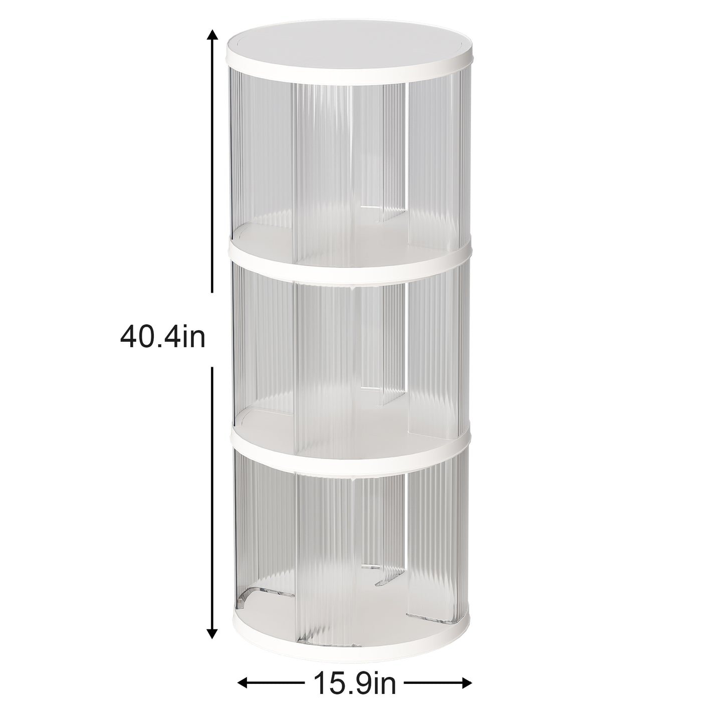 360° Rotating Bookshelf, Small Corner Bookcase with Small Footprint, 3 Tier Floor Standing Bookcasefor Kids&Adults,  Narrow Book Shelf Organizer for Bedroom, Living Room, Round, White