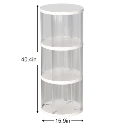 360° Rotating Bookshelf, Small Corner Bookcase with Small Footprint, 3 Tier Floor Standing Bookcasefor Kids&Adults,  Narrow Book Shelf Organizer for Bedroom, Living Room, Round, White