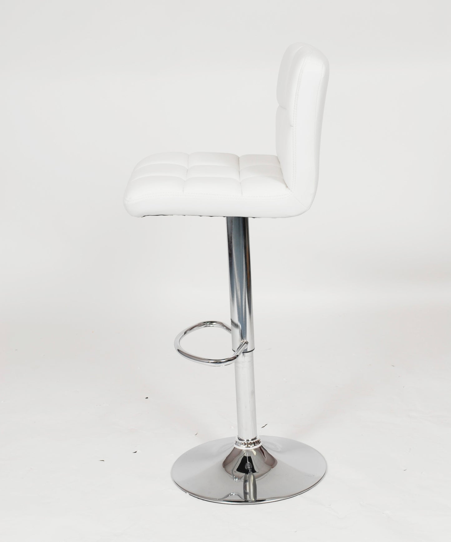 Swivel Faux Leather Adjustable Hydraulic Bar Stool, Set of 2, White