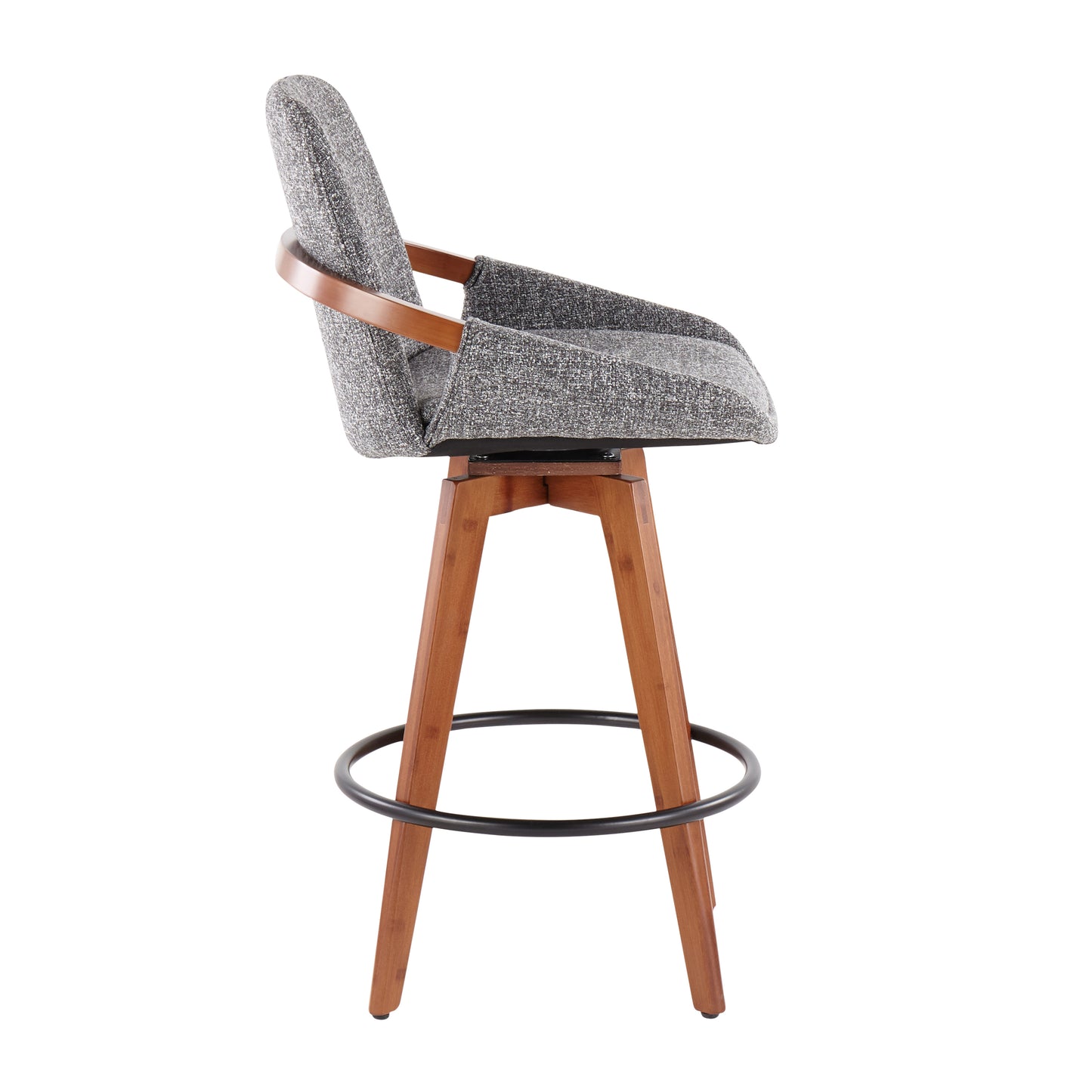 Cosmo Mid-Century Counter Stool in Walnut and Grey Noise Fabric by LumiSource