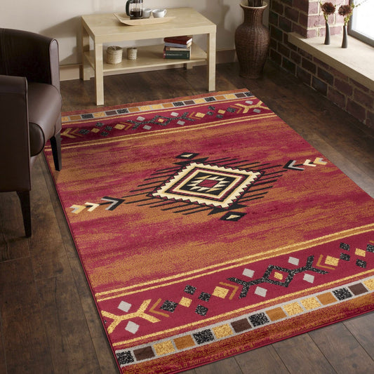 Tribes GC_YLS4002 Red 5 ft. 3 in. x 7 ft. 3 in. Southwest Area Rug