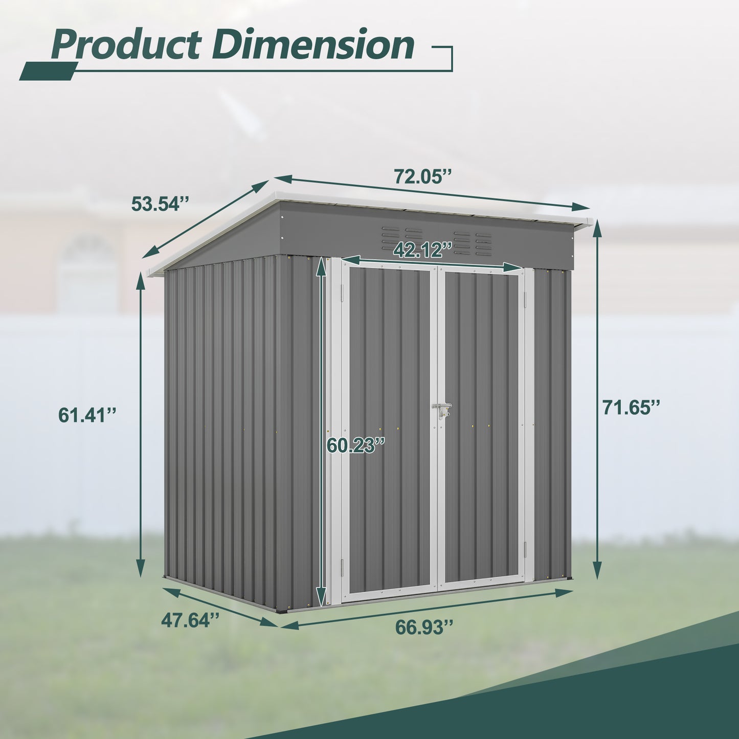 6'x4' Outdoor Metal Storage Shed for Garden Tools Lockable Door