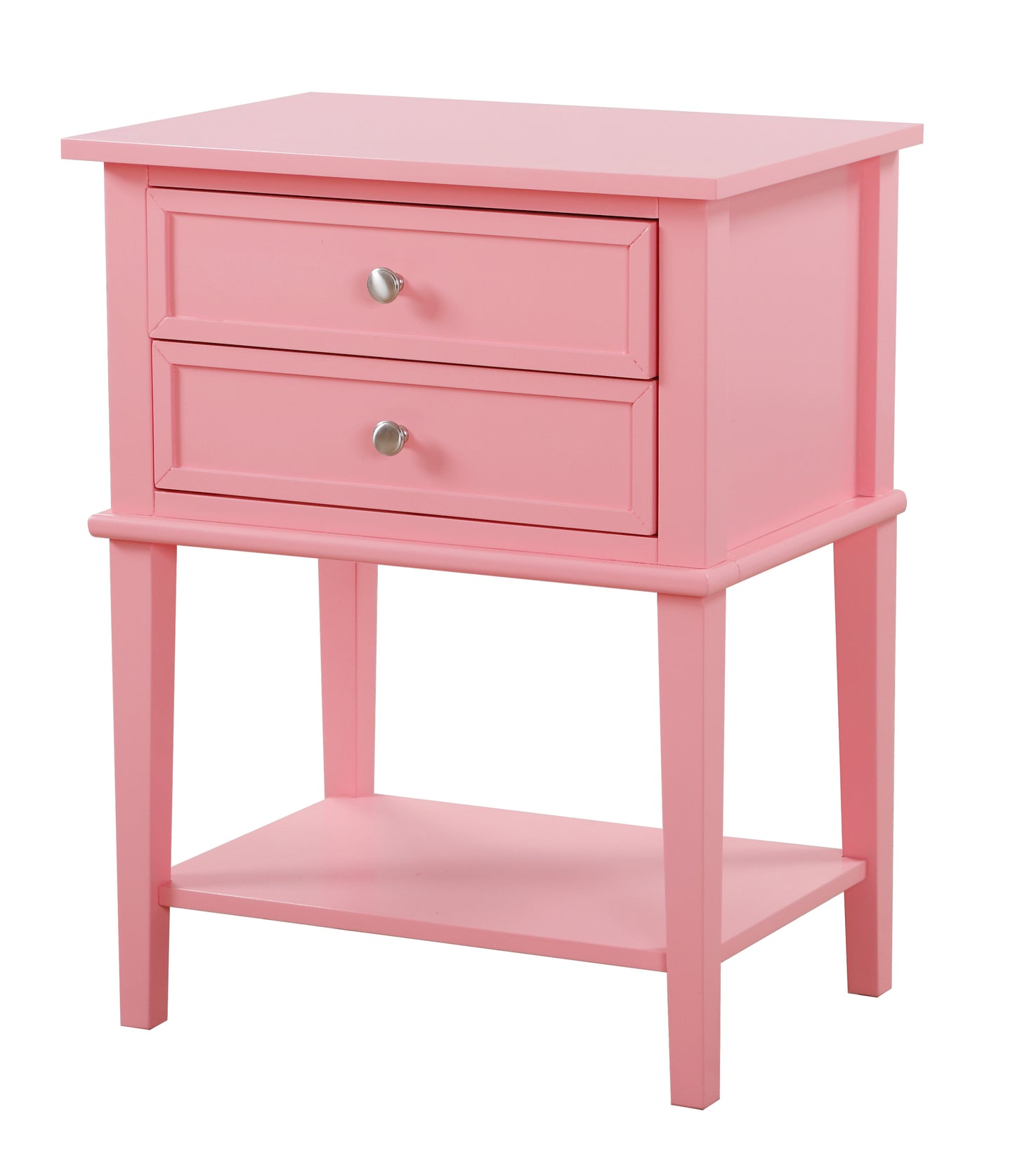 Contemporary Pink Nightstand With Open Shelf