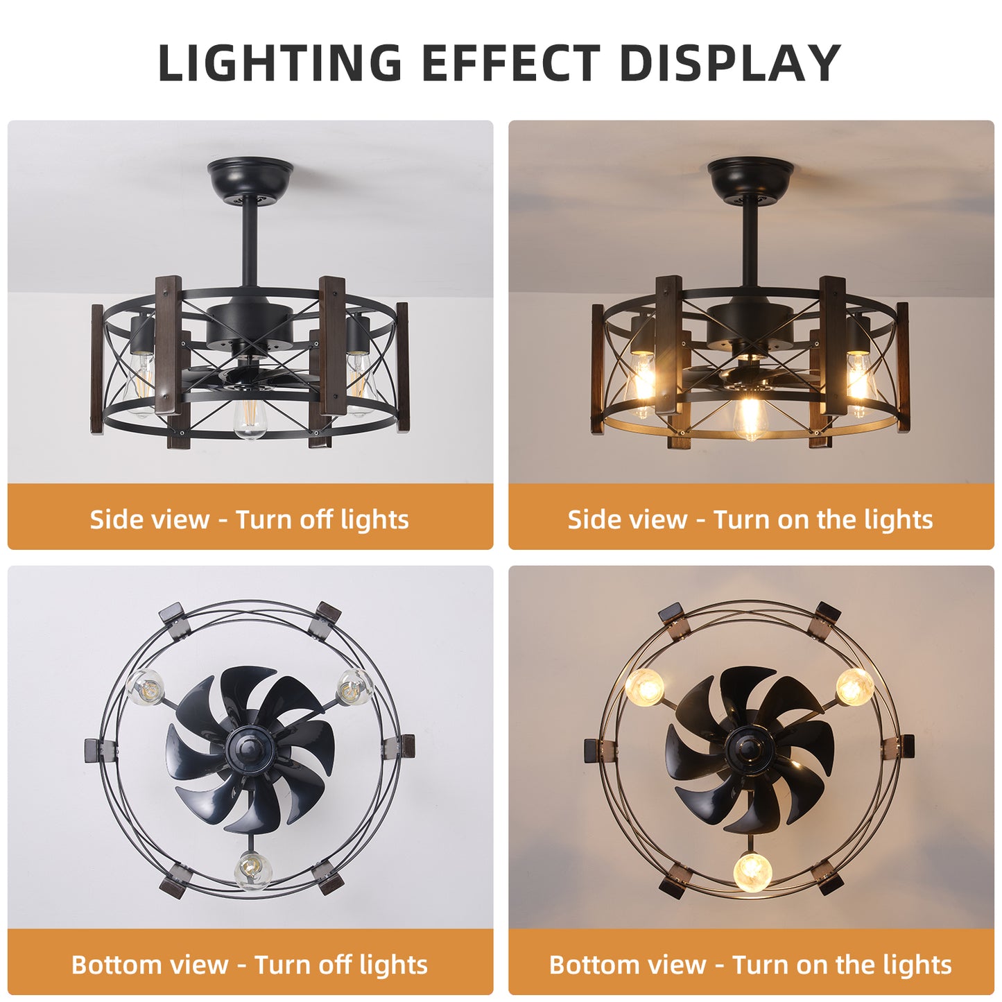 Modern Retro American Industrial Vintage Fan Lamp DC Motor 110V Remote control Ceiling Fan Light