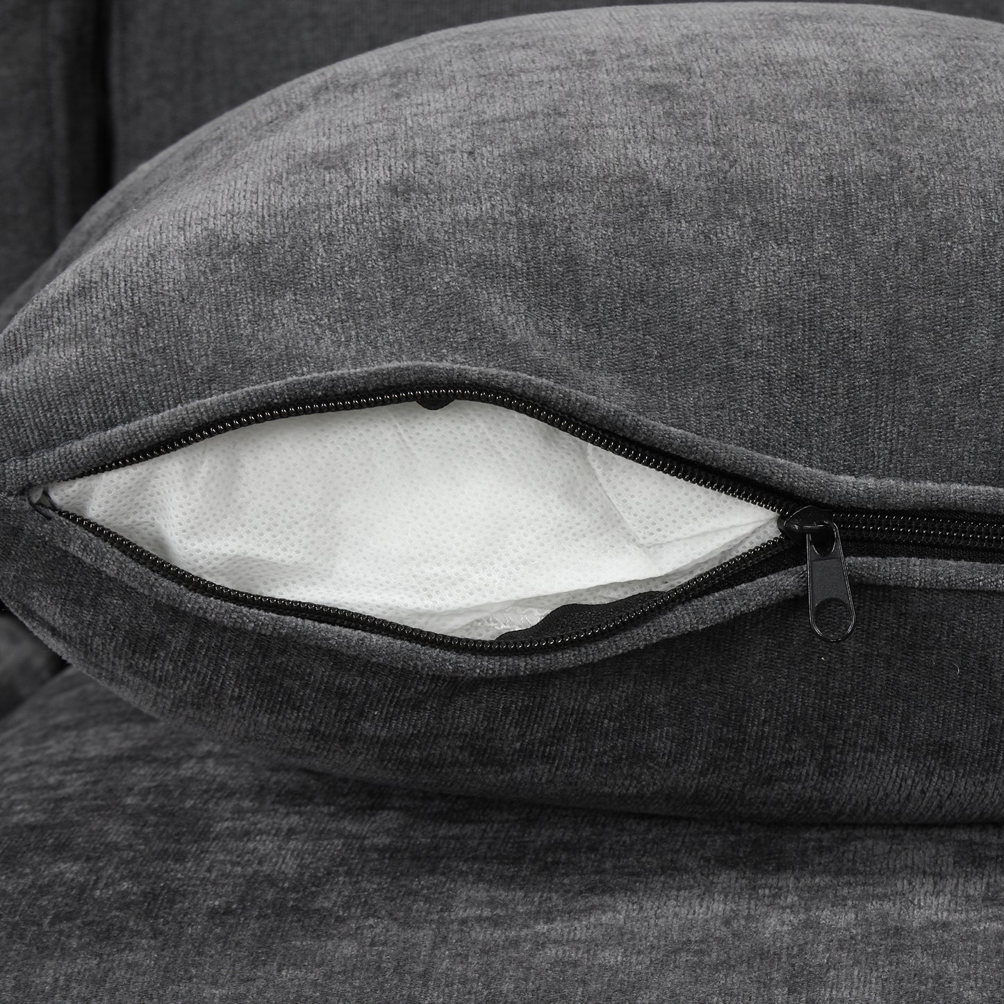 124.8"L-shaped Sofa Convertible Sofa Bed Pull Out Sofa Sleeper with Two Back Pillows, Two USB Ports and Two Power Sockets for Living Room, Gray (Old SKU:SG000890AAE)