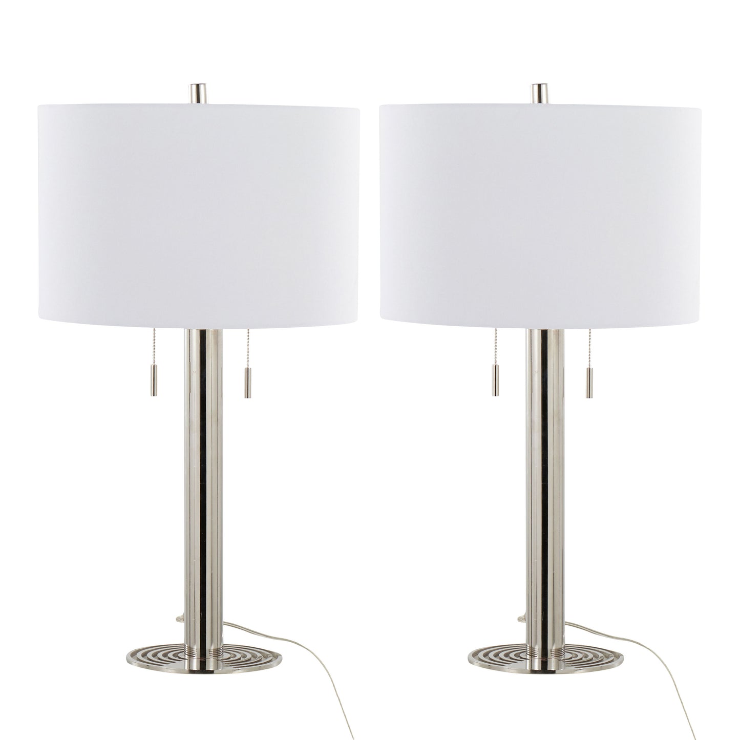 Master 29' Contemporary Metal Table Lamp in Polished Nickel and White Linen Shade from Grandview Gallery by LumiSource - Set of 2