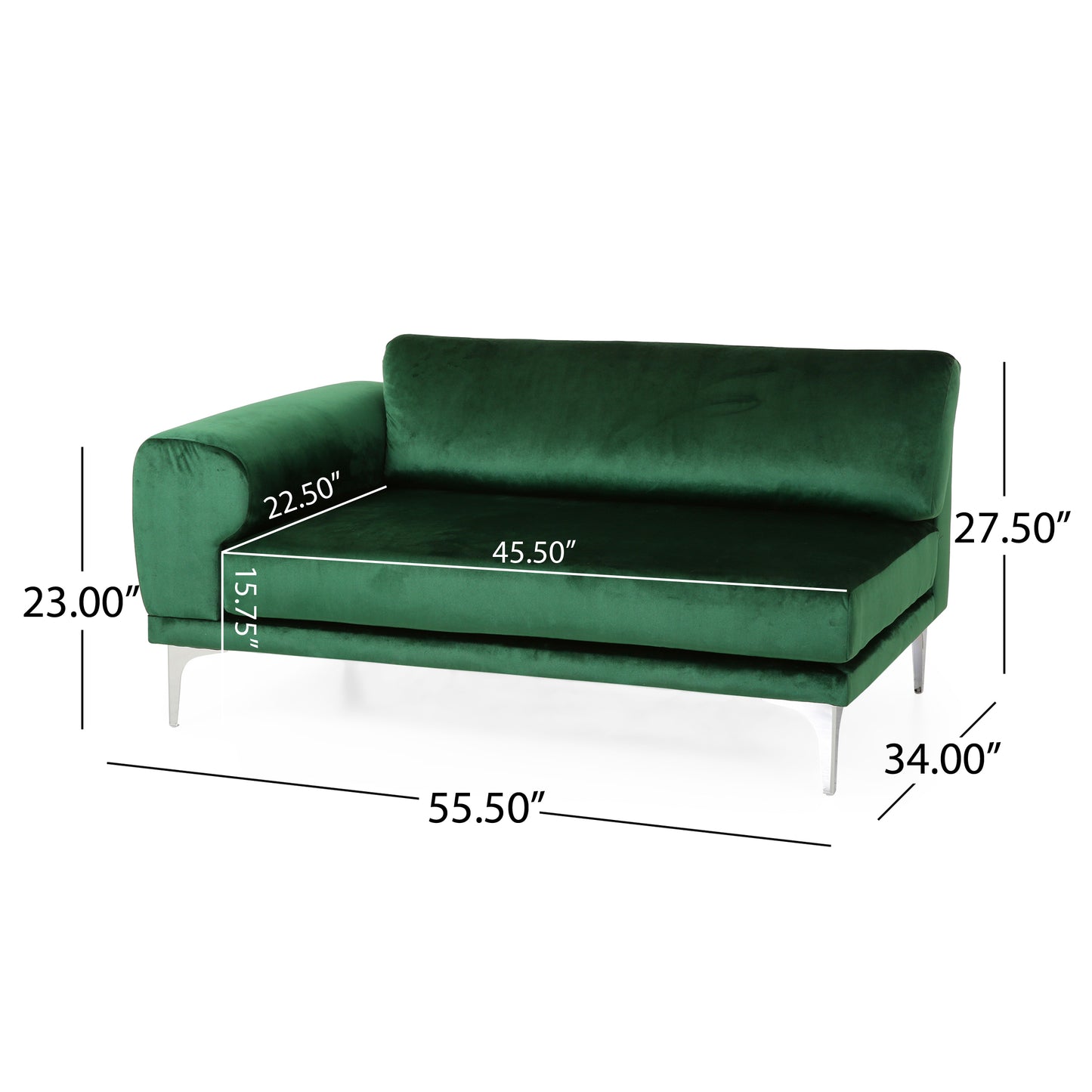 Mirod Comfy 4-seat Sofa with Metal Legs, Modern  for Living Room and Study