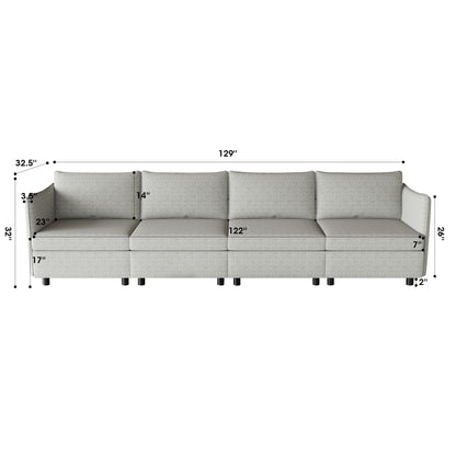 Modular Sectional Sofa, Convertible Sofa Seat With Storage, Sleeper Sectional Sofa Set, Fabric Flexible Modular Combinations for Living Room