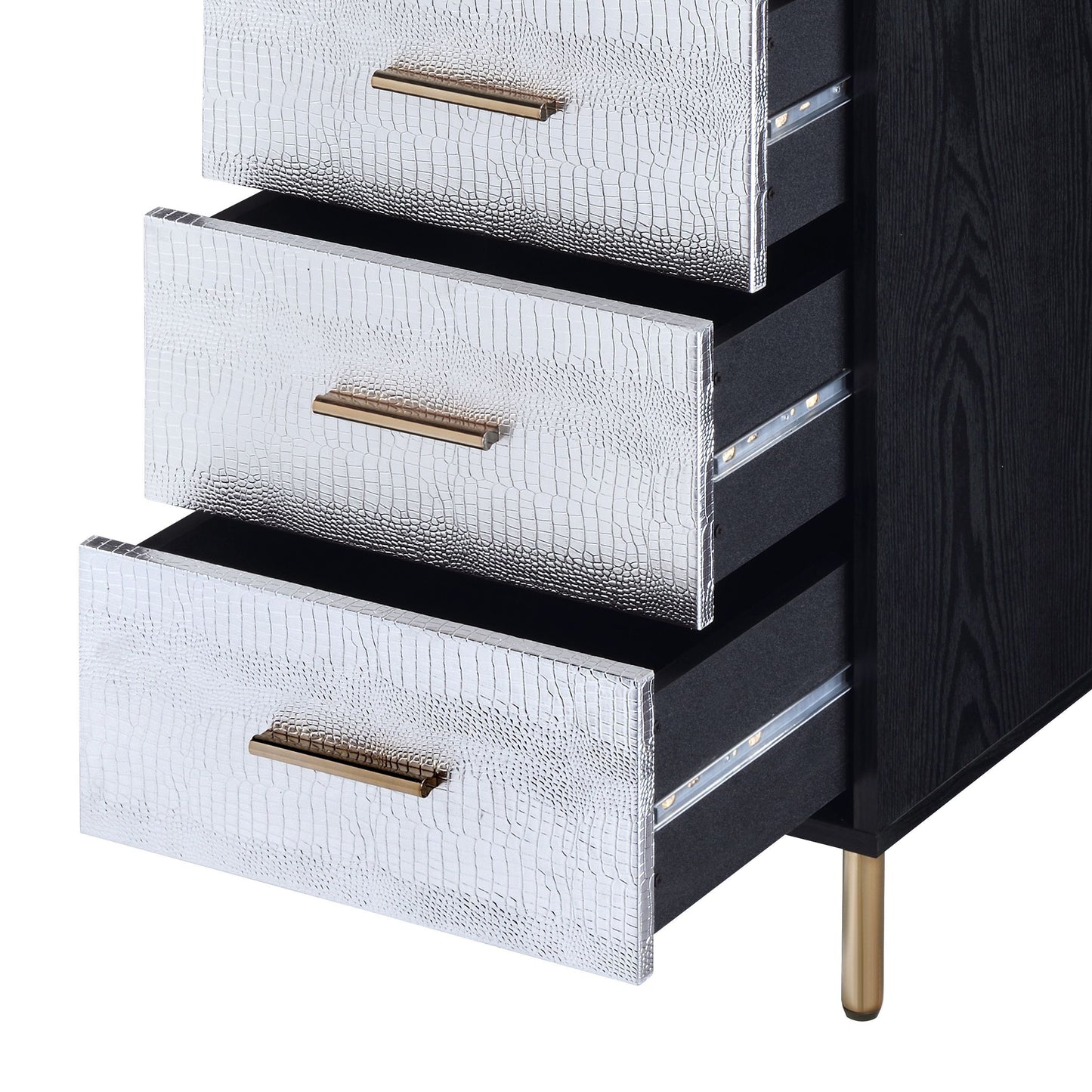 Black and Silver 4-drawer Jewelry Armoire with Lift-top