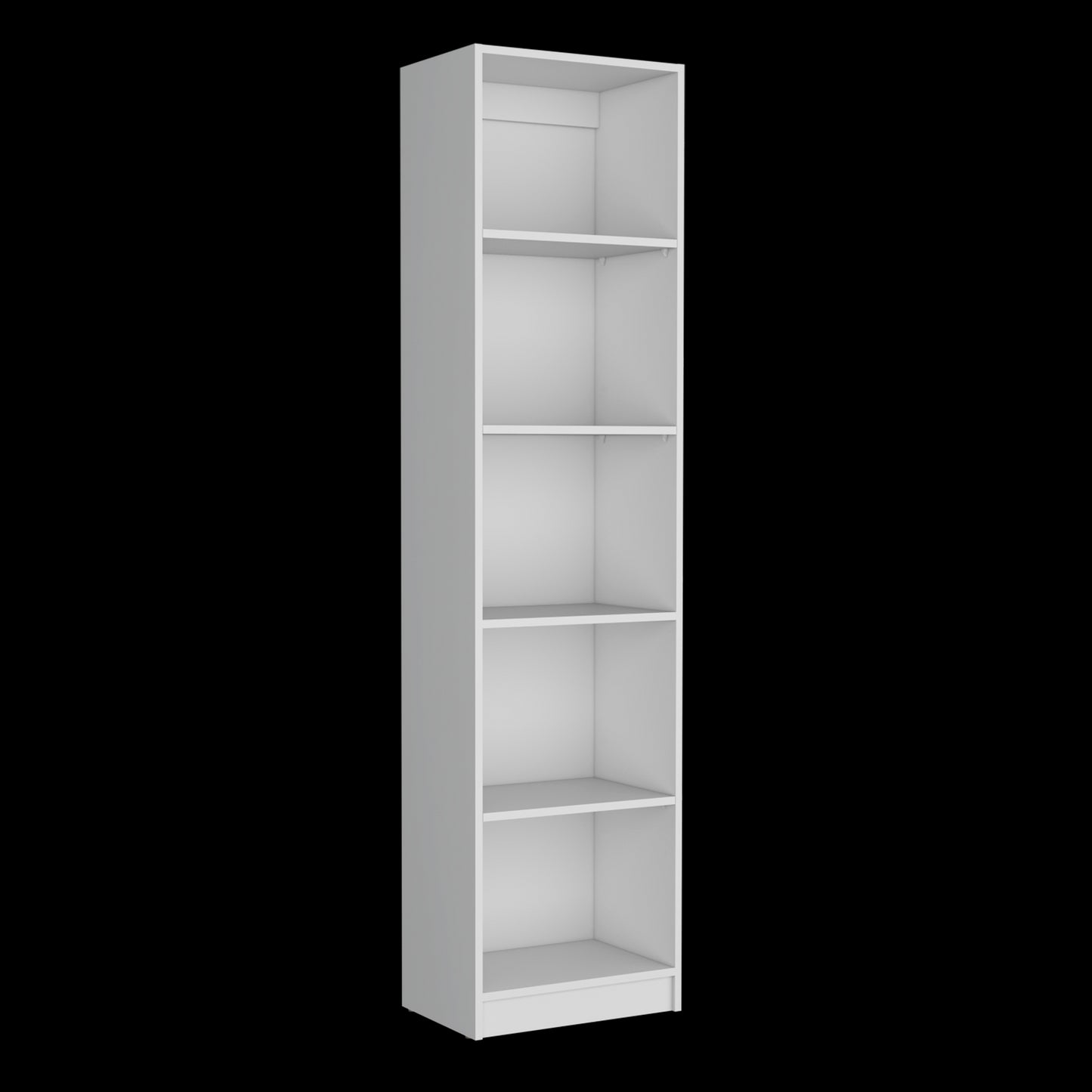 White 5-Shelf Slim Bookcase