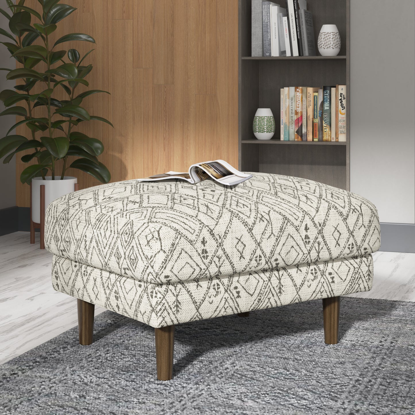 Jurie Black Abstract Ottoman