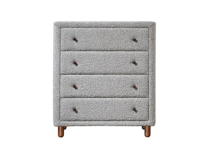 Grey 4-Drawer Upholstered Chest