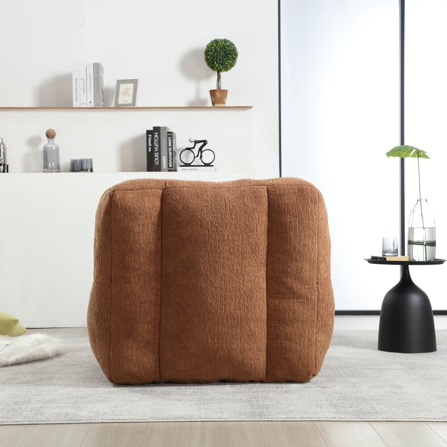 Fluffy bean bag chair, comfortable bean bag for adults and children, super soft lazy sofa chair with memory foam and ottoman, indoor modern focus bean bag chair for living room, bedroom, apartment