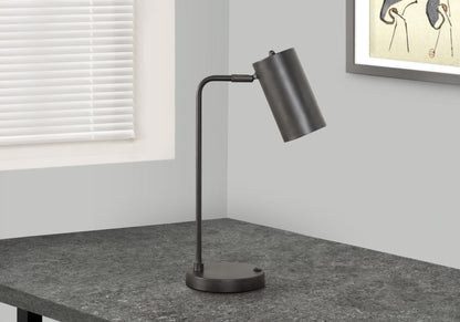 Lighting, 18"h, Table Lamp, Usb Port Included, Grey Metal, Grey Shade, Modern