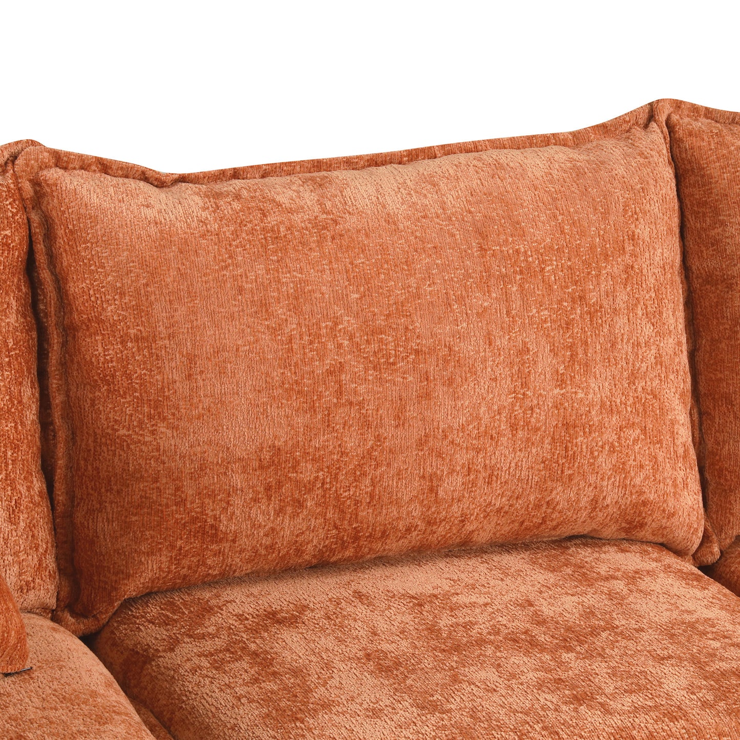 82.67"Convertible Sofa Bed Sectional Sofa Sleeper L-shaped Sofa with a Storage Ottoman,Two Pillows, Two Power Sockets and Two USB Ports for Living Room, Orange