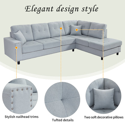 U_Style 109.2''L-shaped Modular Sectional Sofa with Removable  Back Cushions and 2 Pillows, Suitable for Living rooms, Offices, and Apartments