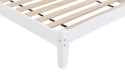 Twin Bed with Button-Decoration Headboard, with Bed Slats,White