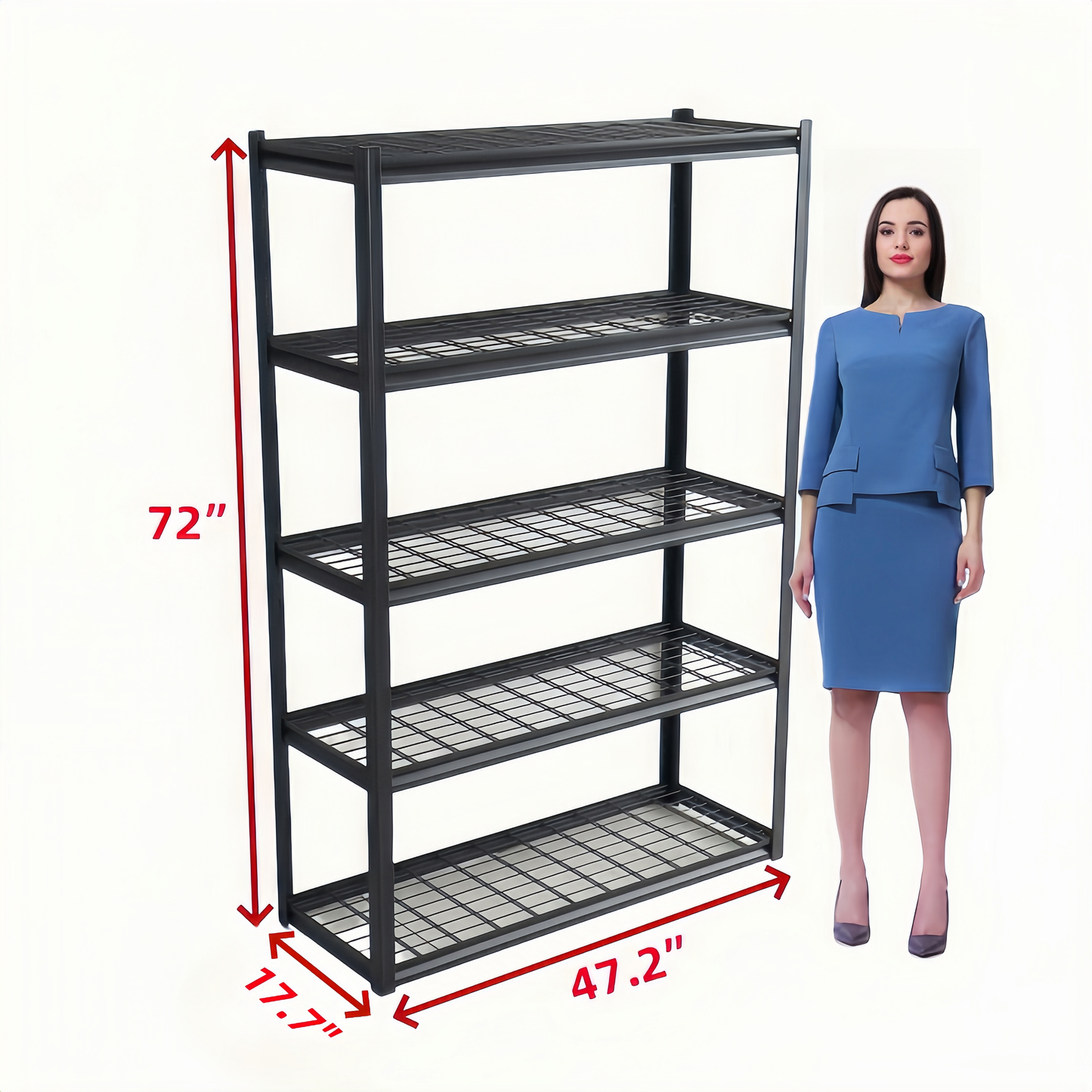 5 Tier Heavy Duty Metal Storage Shelves ,Easy to Assemble ,Adjustable ,Storage Shelves for Basements, Garages and Kitchen, 72 "H*47.2 "W*17.7 "D