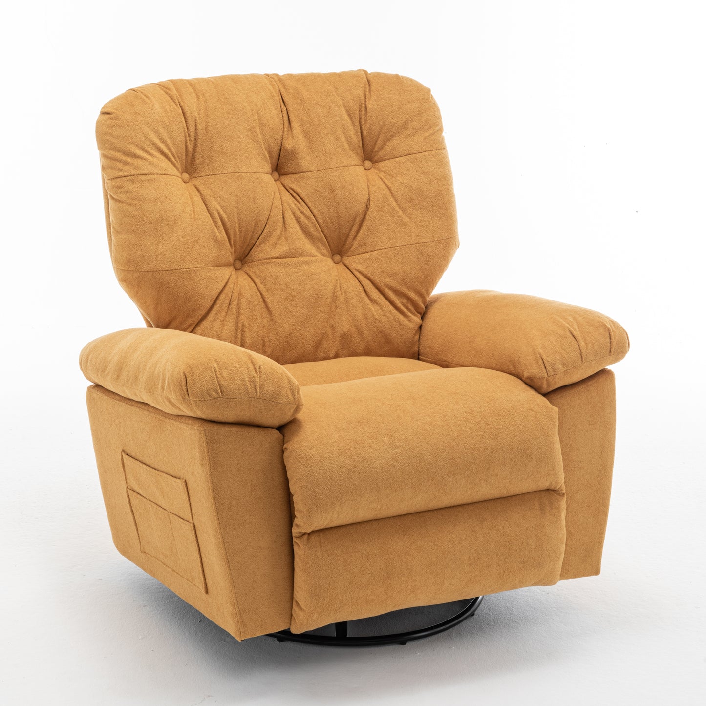 Yellow Relaxing Recliner Chair,Soft Artificial Fleece, Overstuffed, Swivel, Glider, Side Pocket