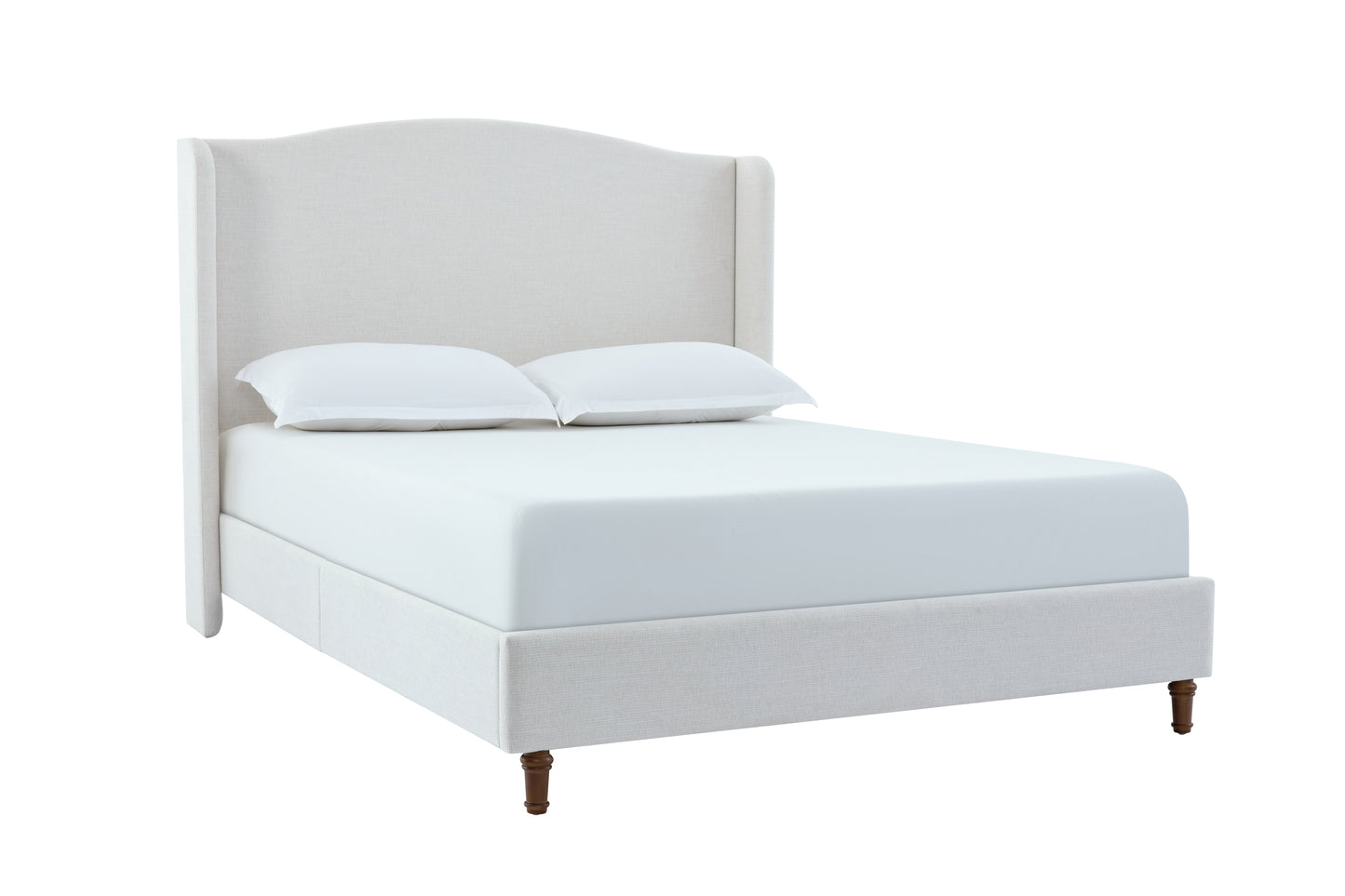 Hannah Upholstered Wingback Bed Size King / Tall 54" Headboard Upholstered King Bed / Premium Textured Canvas Chenille Look Ivory / Minimalist Designs
/ No Box Spring Needed / Easy Assembly / King